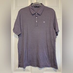 Travis Mathew Men’s Performance Polo Size Large Purple Pima Cotton Pinstripe